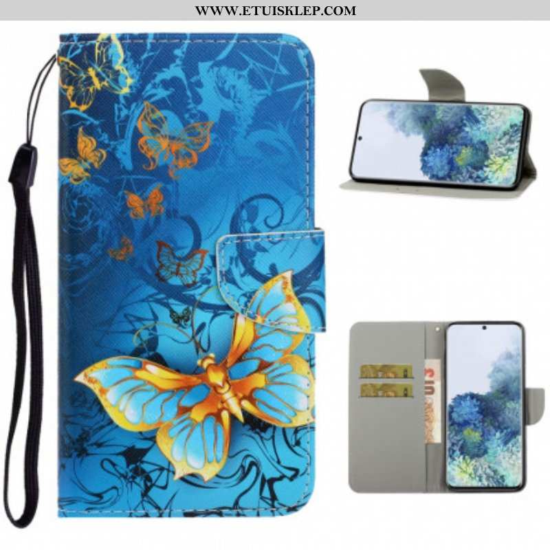 Etui Folio do Samsung Galaxy S21 Ultra 5G z Łańcuch Motyle Wariacje Paska